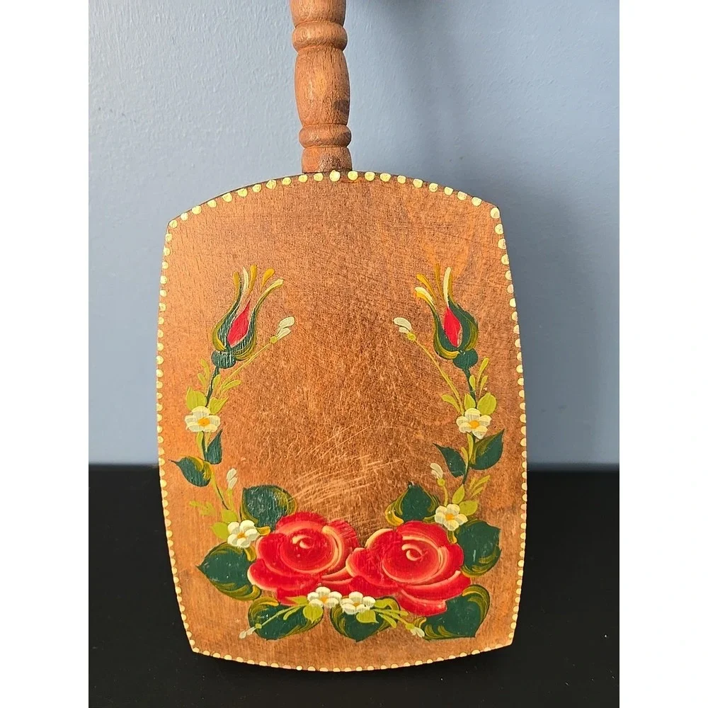 Vintage Handpainted Wood Paddle Decorative‎ Cutting Board Wall Art Floral